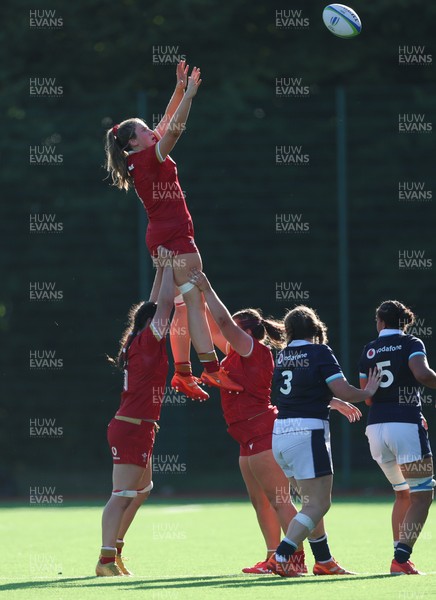 110725 - Wales Women U20 v Scotland Women U20, Women’s U20 Six Nations Summer Series - Robyn Davies of Wales wins the line out