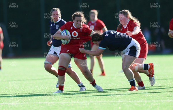 110725 - Wales Women U20 v Scotland Women U20, Women’s U20 Six Nations Summer Series - Rosie Carr of Wales looks to break away
