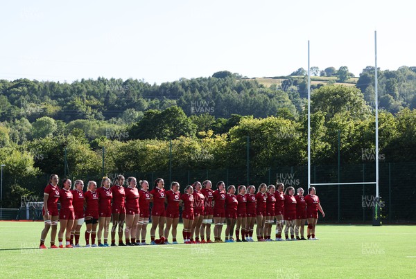110725 - Wales Women U20 v Scotland Women U20, Women’s U20 Six Nations Summer Series - The Wales team line up for the anthems