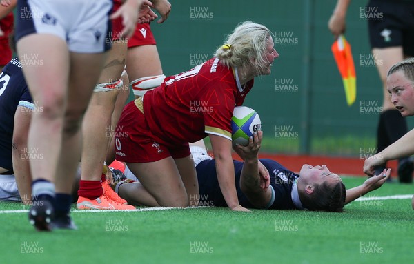 110725 - Wales Women U20 v Scotland Women U20, Women’s U20 Six Nations Summer Series - Dali Hopkins of Wales scores try