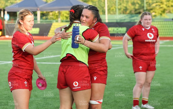110725 - Wales Women U20 v Scotland Women U20, Women’s U20 Six Nations Summer Series - Wales players celebrate on the final whistle