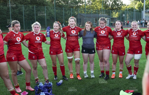110725 - Wales Women U20 v Scotland Women U20, Women’s U20 Six Nations Summer Series - Wales players at the end of the match