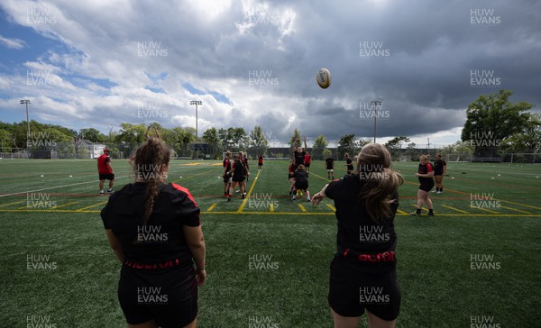 250822 - Wales Women Rugby Units Session - Wales Women practise line out sets during a training session ahead of the match against Canada