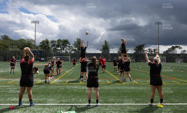 250822 - Wales Women Rugby Units Session - Wales Women practise line out sets during a training session ahead of the match against Canada