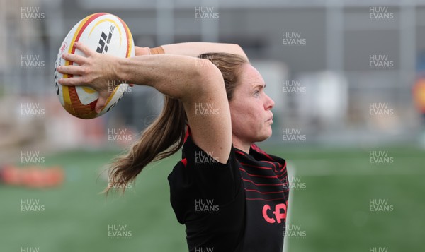 250822 - Wales Women Rugby Units Session - Wales’ Kat Evans during a training session ahead of the match against Canada