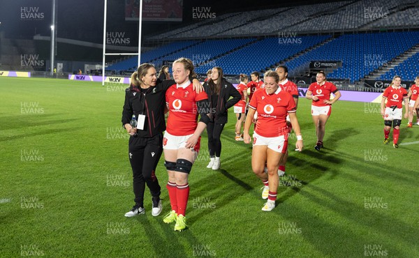 031123 - Wales Women v Australia Women, WXV1 - Abbie Fleming of Wales leaves the pitch at the end of the match