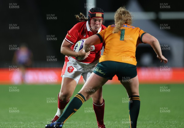 031123 - Wales Women v Australia Women, WXV1 - Carys Phillips of Wales takes on Brianna Hoy of Australia