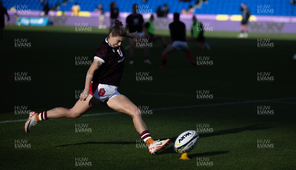 031123 - Wales Women v Australia Women, WXV1 - Keira Bevan of Wales during kicking practice ahead of the match
