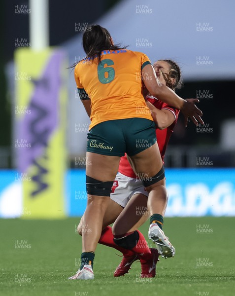 031123 - Wales Women v Australia Women, WXV1 - Jasmine Joyce of Wales is illegally tackled by Siokapesi Palu of Australia resulting in a red card