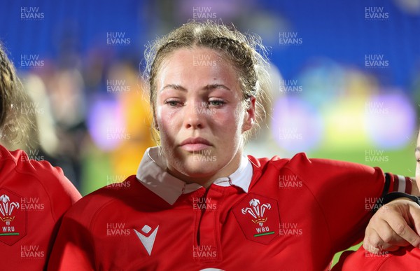 031123 - Wales Women v Australia Women, WXV1 - Kelsey Jones of Wales at the end of the match