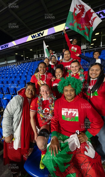 031123 - Wales Women v Australia Women, WXV1 - Sisilia Tuipulotu of Wales with family at the end of the match