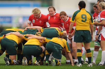 20.08.10 - Wales Women v Australia Women - Women's Rugby World Cup 2010 - Catrin Edwards, Rhian Bowden and Jenny Davies of Wales. 