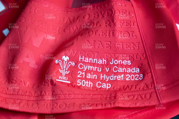 211023 - Wales Women v Canada Women, WXV1 - Wales captain Hannah Jones’ match shirt which marks her 50th appearance for Wales