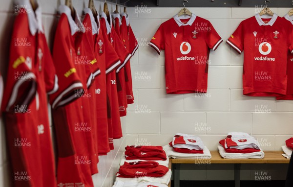 211023 - Wales Women v Canada Women, WXV1 - Wales match shirts hang in the team changing room ahead of the team’s arrival