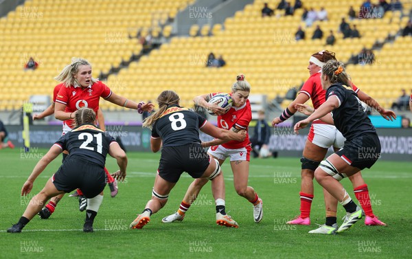 211023 - Wales Women v Canada Women, WXV1 - Keira Bevan of Wales takes on Sophie de Goede of Canada