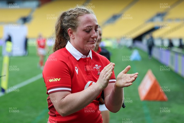 211023 - Wales Women v Canada Women, WXV1 - Abbie Fleming of Wales at the end of the match