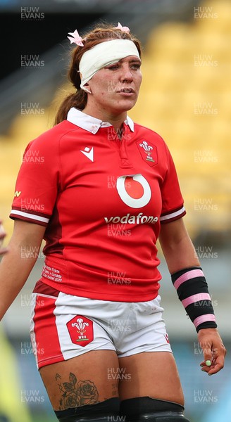 211023 - Wales Women v Canada Women, WXV1 - Georgia Evans of Wales after picking up an injury