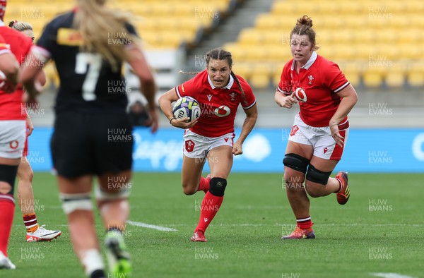 211023 - Wales Women v Canada Women, WXV1 - Jasmine Joyce of Wales charges forward with Kate Williams in support