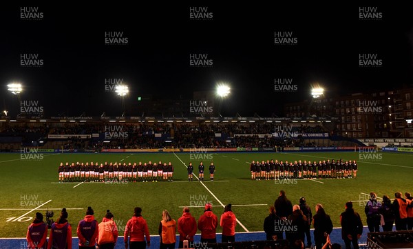 211121 - Wales Women v Canada Women - Autumn Internationals - Wales players line up for the anthems