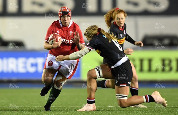 211121 - Wales Women v Canada Women - Autumn Internationals - Donna Rose of Wales is tackled by Courtney Holtkamp of Canada