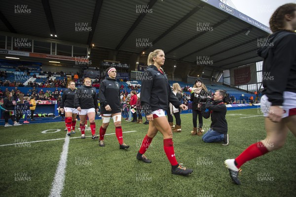 241118 - Wales Women v Canada Women - Friendly - Alecs Donovan of Wales walks out onto the pitch