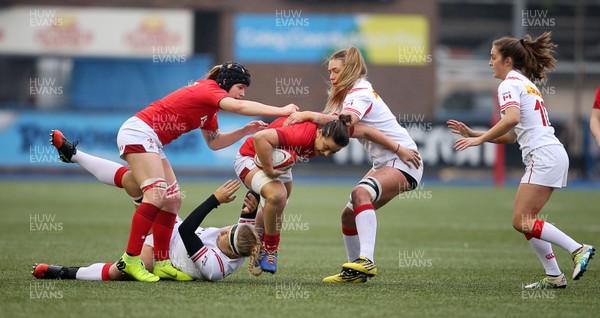 241118 - Wales Women v Canada Women - Friendly - Sioned Harries of Wales smashes her way through