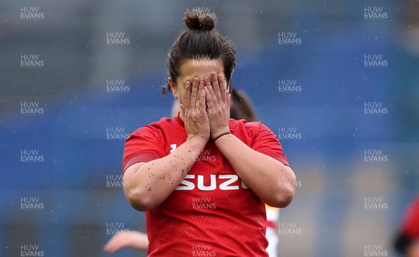 241118 - Wales Women v Canada Women - Friendly - A dejected Sioned Harries of Wales