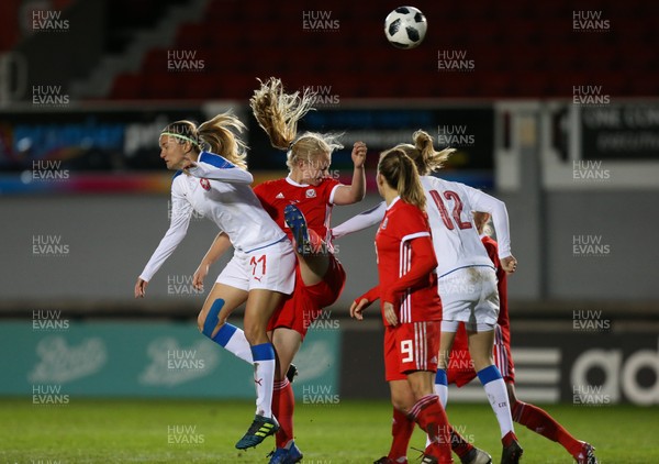 040419 - Wales v Czech Republic, Women's International Challenge Match - Elise Hughes of Wales and Simona Necidova of Czech Republic compete for the ball