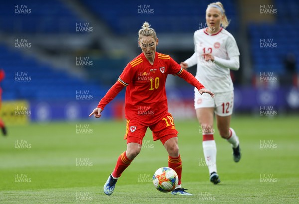 130421 Wales Women v Denmark Women, International Friendly match - Jess Fishlock of Wales looks to press forward