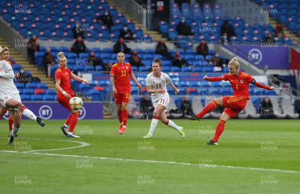 130421 Wales Women v Denmark Women, International Friendly match - Sophie Ingle of Wales fires a shot at goal