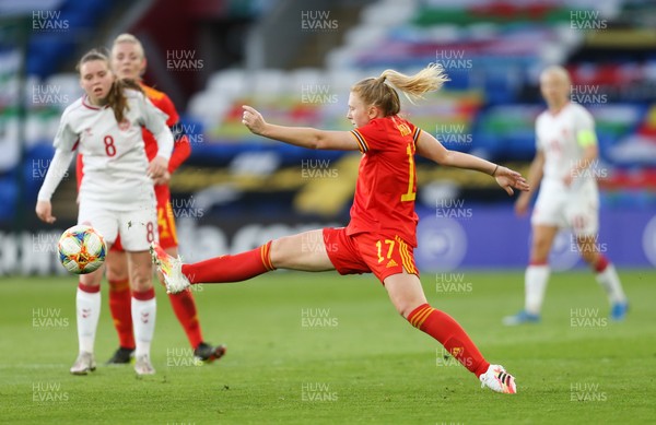 130421 Wales Women v Denmark Women, International Friendly match - Ceri Holland of Wales stretches to reach the ball