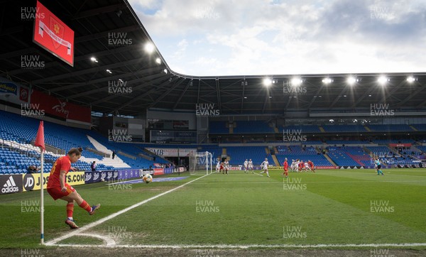 130421 Wales Women v Denmark Women, International Friendly match - Angharad James of Wales takes a corner kick during the match