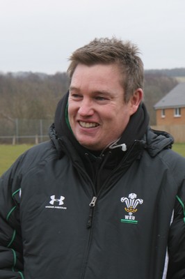 14.02.09 The Women's 6 Nations. Wales vs. England. Taffs Well RFC, Cardiff, Wales. 
 
Women's Coach Jason Lewis can't hide a smile as his Welsh side beat England with a last minute penalty. 
 
