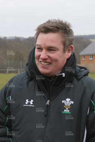 14.02.09 The Women's 6 Nations. Wales vs. England. Taffs Well RFC, Cardiff, Wales. 
 
Women's Coach Jason Lewis can't hide a smile as his Welsh side beat England with a last minute penalty. 
 
