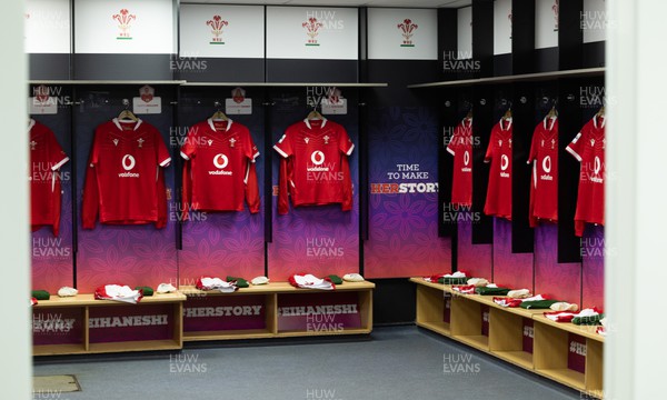 150423 - Wales v England, TicTok Women’s 6 Nations - The Wales changing room set ahead of the match