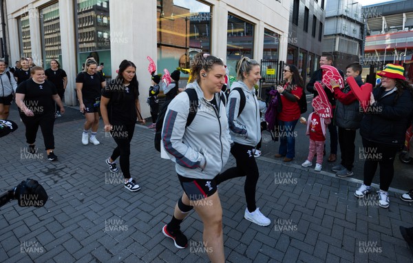 150423 - Wales v England, TicTok Women’s 6 Nations - The Wales team make their way from the hotel to Cardiff Arms Park
