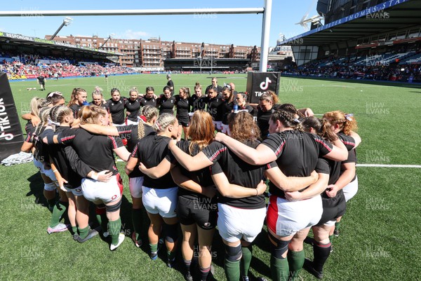 150423 - Wales v England, TicTok Women’s 6 Nations - The team huddle up[ ahead the match