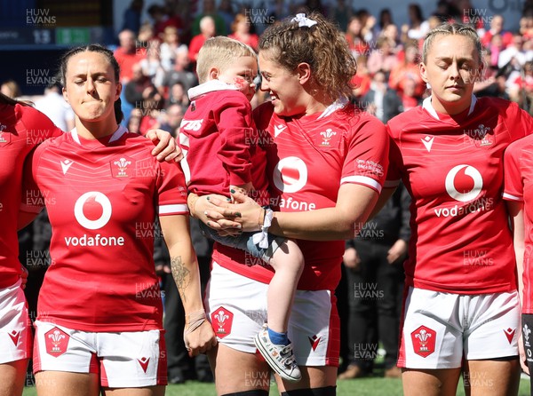 150423 - Wales v England, TicTok Women’s 6 Nations - Natalia John of Wales with her nephew Morgan who is fighting a rare cancer during the anthems
