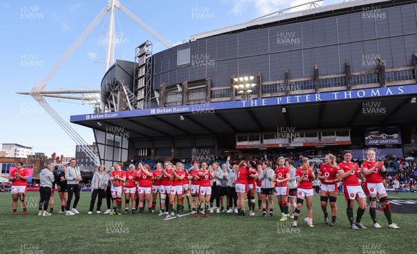 150423 - Wales v England, TicTok Women’s 6 Nations - The Wales team applaud the fans at the end of the match
