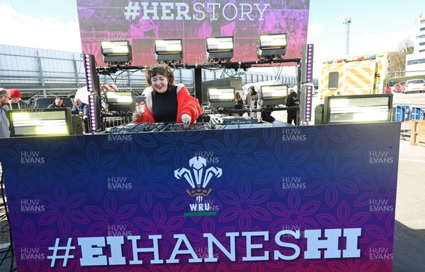 150423 - Wales v England, TicTok Women’s 6 Nations - DJ Kay Russant performs ahead of the match