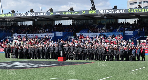 150423 - Wales v England, TicTok Women’s 6 Nations - The choir and band perform ahead of the match