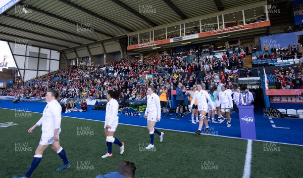150423 - Wales v England, TicTok Women’s 6 Nations - The England team walk out ahead of the match