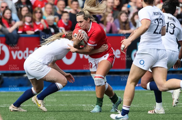 150423 - Wales v England, TicTok Women’s 6 Nations - Courtney Keight of Wales charges forward