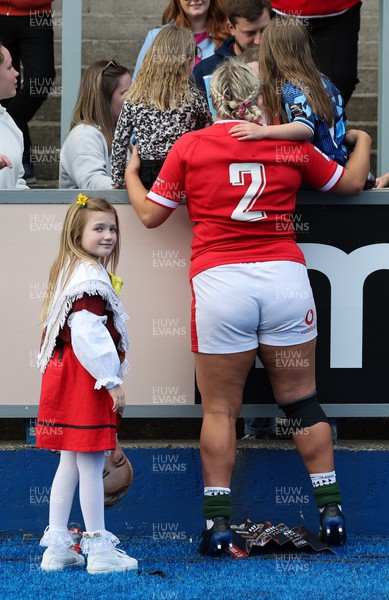 150423 - Wales v England, TicTok Women’s 6 Nations - Kelsey Jones of Wales greets family, friends and fans at the end of the match