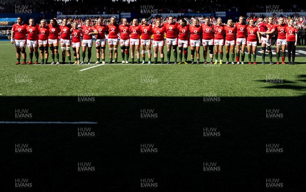 150423 - Wales v England, TicTok Women’s 6 Nations - The Wales team line up for the anthems