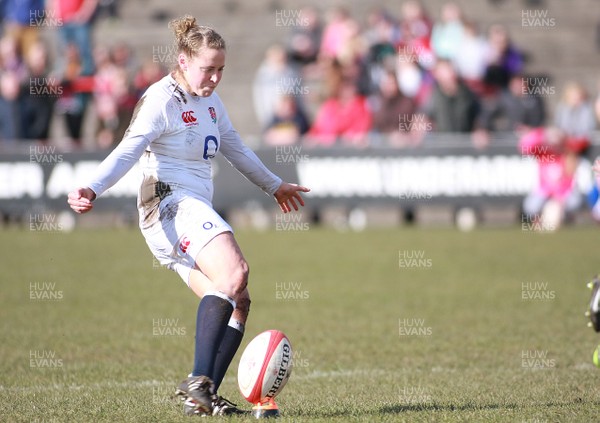 170313 Wales v England- Women's 6 Nations Championship -England's Amber Reed kicks a goal