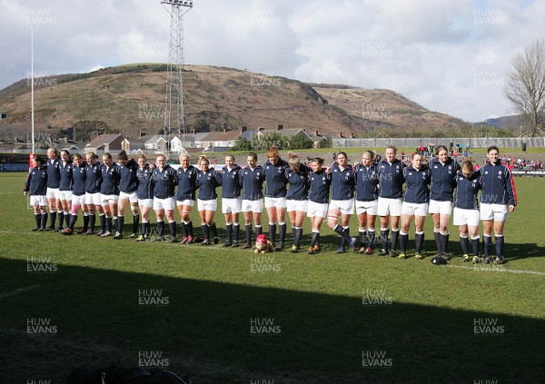 170313 Wales v England- Women's 6 Nations Championship -England line up for the National Anthems