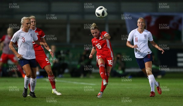 310818 - Wales Women v England Women - FIFA World Cup Qualifier - Kylie Nolan of Wales kicks the ball up field