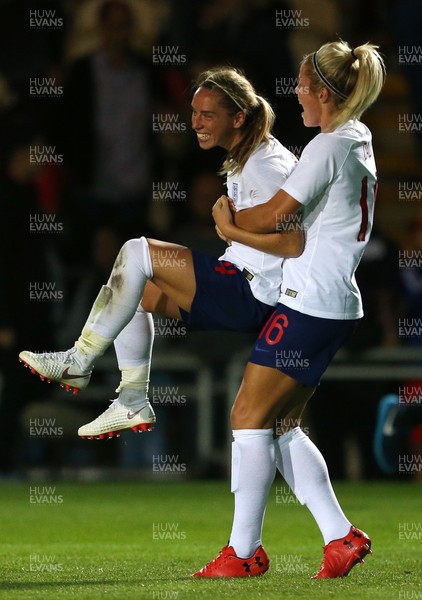 310818 - Wales Women v England Women - FIFA World Cup Qualifier - Jordan Nobbs and Rachel Daly of England