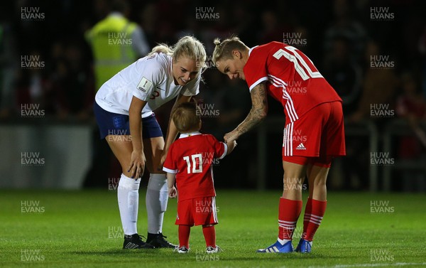 310818 - Wales Women v England Women - FIFA World Cup Qualifier - Jess Fishlock of Wales and Jill Scott of England at full time